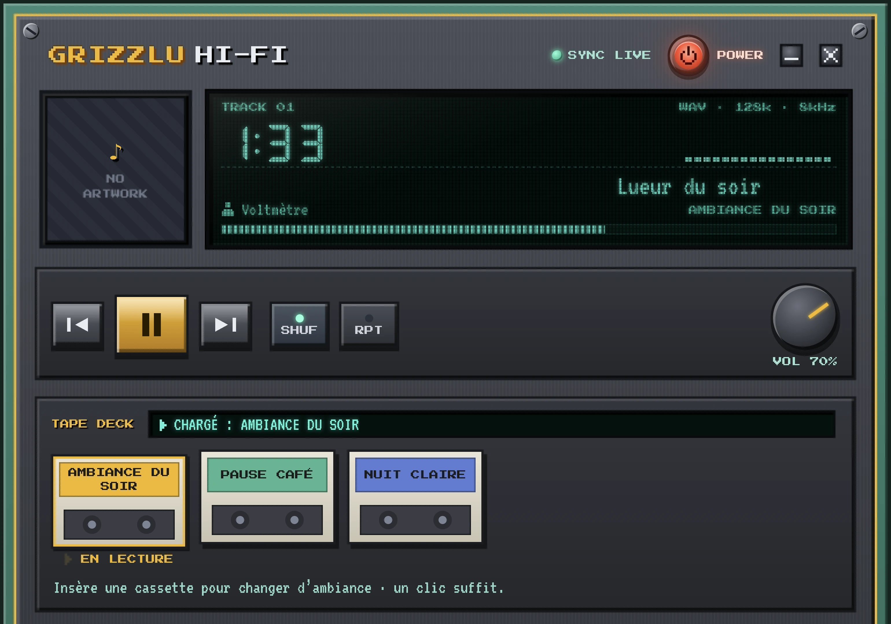 Le lecteur Grizzlu Hi-Fi en lecture